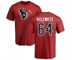 Houston Texans #64 Senio Kelemete Red Name & Number Logo T-Shirt
