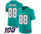 Miami Dolphins #88 Mike Gesicki Aqua Green Team Color Vapor Untouchable Limited Player 100th Season Football Jersey