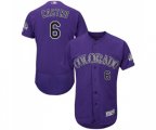 Colorado Rockies #6 Daniel Castro Purple Alternate Flex Base Authentic Collection Baseball Jersey
