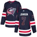 Columbus Blue Jackets #7 Jack Johnson Authentic Navy Blue Drift Fashion NHL Jersey