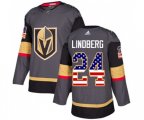 Vegas Golden Knights #24 Oscar Lindberg Authentic Gray USA Flag Fashion NHL Jersey