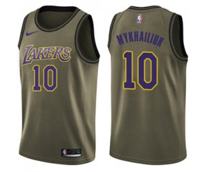 Los Angeles Lakers #10 Sviatoslav Mykhailiuk Swingman Green Salute to Service Basketball Jersey