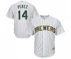 Milwaukee Brewers #14 Hernan Perez Replica White Home Cool Base Baseball Jersey