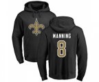 New Orleans Saints #8 Archie Manning Black Name & Number Logo Pullover Hoodie