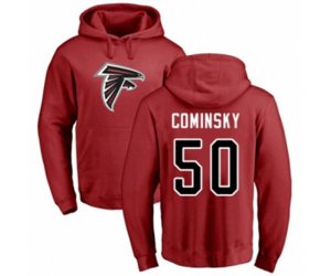 Atlanta Falcons #50 John Cominsky Red Name & Number Logo Pullover Hoodie