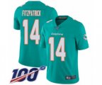 Miami Dolphins #14 Ryan Fitzpatrick Aqua Green Team Color Vapor Untouchable Limited Player 100th Season Football Jersey