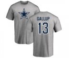 Dallas Cowboys #13 Michael Gallup Ash Name & Number Logo T-Shirt