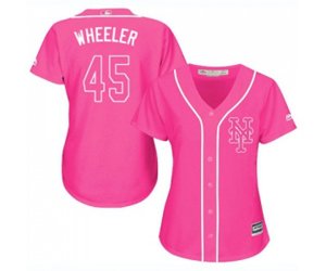 Women\'s New York Mets #45 Zack Wheeler Authentic Pink Fashion Cool Base Baseball Jersey
