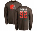 Cleveland Browns #92 Chad Thomas Brown Name & Number Logo Long Sleeve T-Shirt