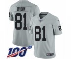 Oakland Raiders #81 Tim Brown Limited Silver Inverted Legend 100th Season Football Jersey
