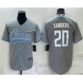 Detroit Lions #20 Barry Sanders Grey Stitched MLB Cool Base Nike Baseball Jersey