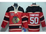 Chicago Blackhawks #50 Corey Crawford Red Sawyer Hooded Sweatshirt Stitched NHL Jersey