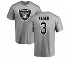 Oakland Raiders #3 Drew Kaser Ash Name & Number Logo T-Shirt