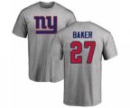 New York Giants #27 Deandre Baker Ash Name & Number Logo T-Shirt