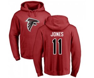 Atlanta Falcons #11 Julio Jones Red Name & Number Logo Pullover Hoodie