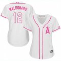 Women's Los Angeles Angels of Anaheim #12 Martin Maldonado Replica White Fashion Cool Base MLB Jersey