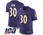 Baltimore Ravens #30 Kenneth Dixon Purple Team Color Vapor Untouchable Limited Player 100th Season Football Jersey