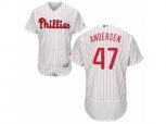 Philadelphia Phillies #47 Larry Andersen White Red Strip Flexbase Authentic Collection MLB Jersey