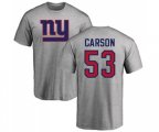 New York Giants #53 Harry Carson Ash Name & Number Logo T-Shirt