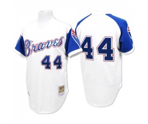 1974 Atlanta Braves #44 Hank Aaron Replica White Throwback Baseball Jersey