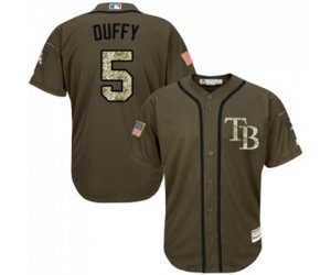 Tampa Bay Rays #5 Matt Duffy Authentic Green Salute to Service Baseball Jersey