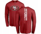 San Francisco 49ers #34 Jason Verrett Red Backer Long Sleeve T-Shirt