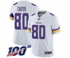Minnesota Vikings #80 Cris Carter White Vapor Untouchable Limited Player 100th Season Football Jersey