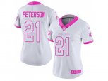 Women Arizona Cardinals #21 Patrick Peterson White Pink Stitched NFL Limited Rush Fashion Jersey