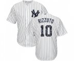 New York Yankees #10 Phil Rizzuto Authentic White Team Logo Fashion Baseball Jersey