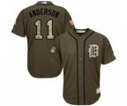 Detroit Tigers #11 Sparky Anderson Authentic Green Salute to Service Baseball Jersey