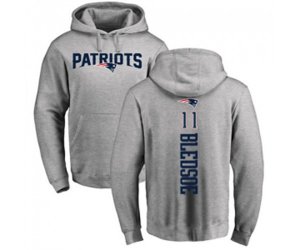New England Patriots #11 Drew Bledsoe Ash Backer Pullover Hoodie