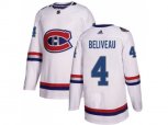 Montreal Canadiens #4 Jean Beliveau White Authentic 2017 100 Classic Stitched NHL Jersey