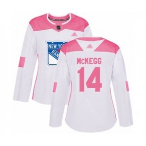 Women New York Rangers #14 Greg McKegg Authentic White Pink Fashion Hockey Jersey