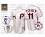 Philadelphia Phillies #11 Tim McCarver Replica White Red Strip Throwback Baseball Jersey