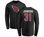 Arizona Cardinals #31 David Johnson Black Name & Number Logo Long Sleeve T-Shir