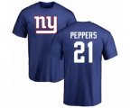New York Giants #21 Jabrill Peppers Royal Blue Name & Number Logo T-Shirt