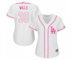 Women's Los Angeles Dodgers #30 Maury Wills Authentic White Fashion Cool Base Baseball Jersey