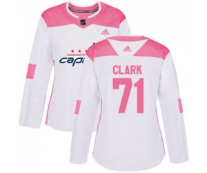 Women Washington Capitals #71 Kody Clark Authentic White Pink Fashion NHL Jersey