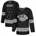 Nashville Predators #7 Yannick Weber Authentic Black Team Logo Fashion NHL Jersey