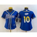 Women Los Angeles Rams #10 Cooper Kupp Royal With Patch Cool Base Stitched Baseball Jersey