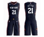New York Knicks #21 Damyean Dotson Swingman Navy Blue Basketball Suit Jersey - City Edition