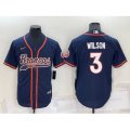 Denver Broncos #3 Russell Wilson Nvay Blue Stitched Cool Base Nike Baseball Jersey