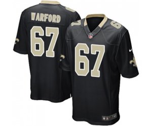 New Orleans Saints #67 Larry Warford Game Black Team Color Football Jersey