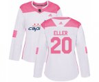 Women Washington Capitals #20 Lars Eller Authentic White Pink Fashion NHL Jersey