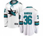 San Jose Sharks #36 Jannik Hansen Fanatics Branded White Away Breakaway NHL Jersey