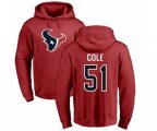 Houston Texans #51 Dylan Cole Red Name & Number Logo Pullover Hoodie