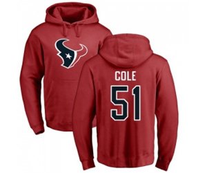 Houston Texans #51 Dylan Cole Red Name & Number Logo Pullover Hoodie