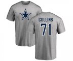 Dallas Cowboys #71 La'el Collins Ash Name & Number Logo T-Shirt