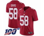New York Giants #58 Tae Davis Red Limited Red Inverted Legend 100th Season Football Jersey