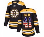 Adidas Boston Bruins #41 Jaroslav Halak Authentic Black USA Flag Fashion NHL Jersey